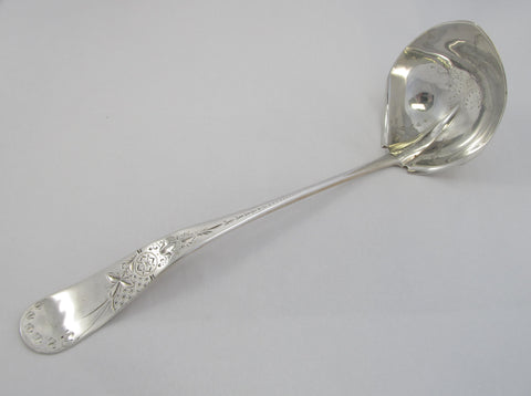 "Lily of the Valley" Engraved Sterling Silver Punch Ladle by Albert Coles