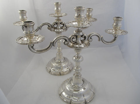 Pair of Three Light Sterling Silver Candelabra by Sanborns of Mexico