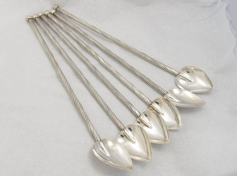 Set of 6 Sterling Silver Shell Sipping Spoons