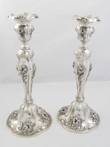 Pair of Silver Plate Art Nouveau Candlesticks by Superior Silver Company